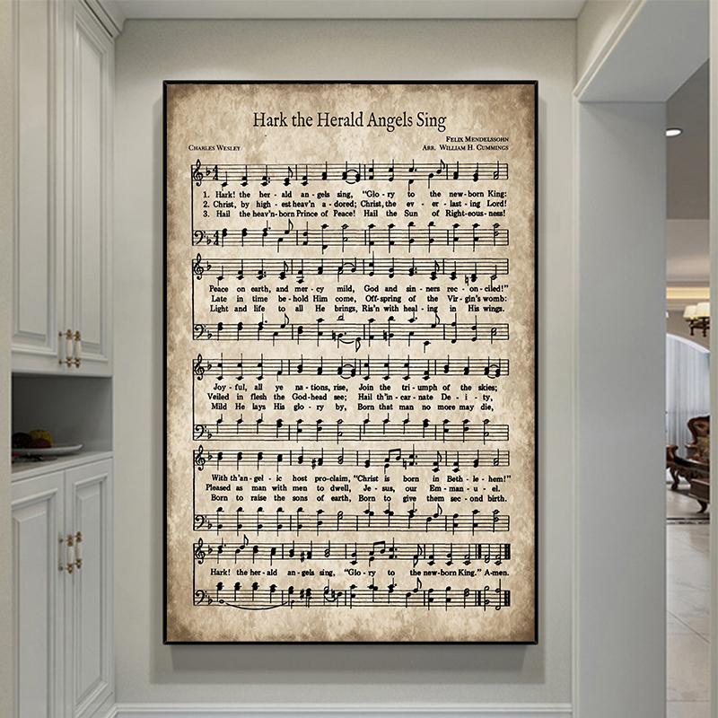 Vintage Christmas Carols Canvas Painting Retro Sheet Music Posters And Prints for Living Room Wall Art Decoration Cuadros
