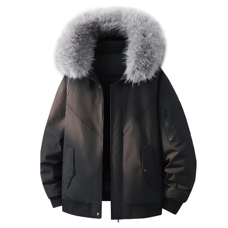 VANCAMEL Men's Winter Fur Collar Hooded Parka Jacket