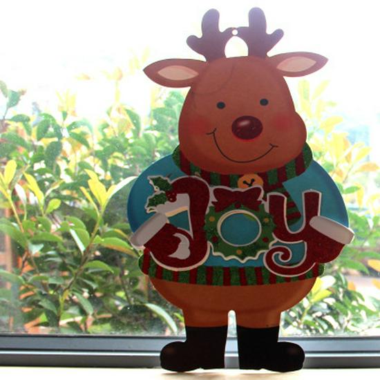 Window and Door Christmas Ornaments: Santa Claus Head Stickers and Pendants