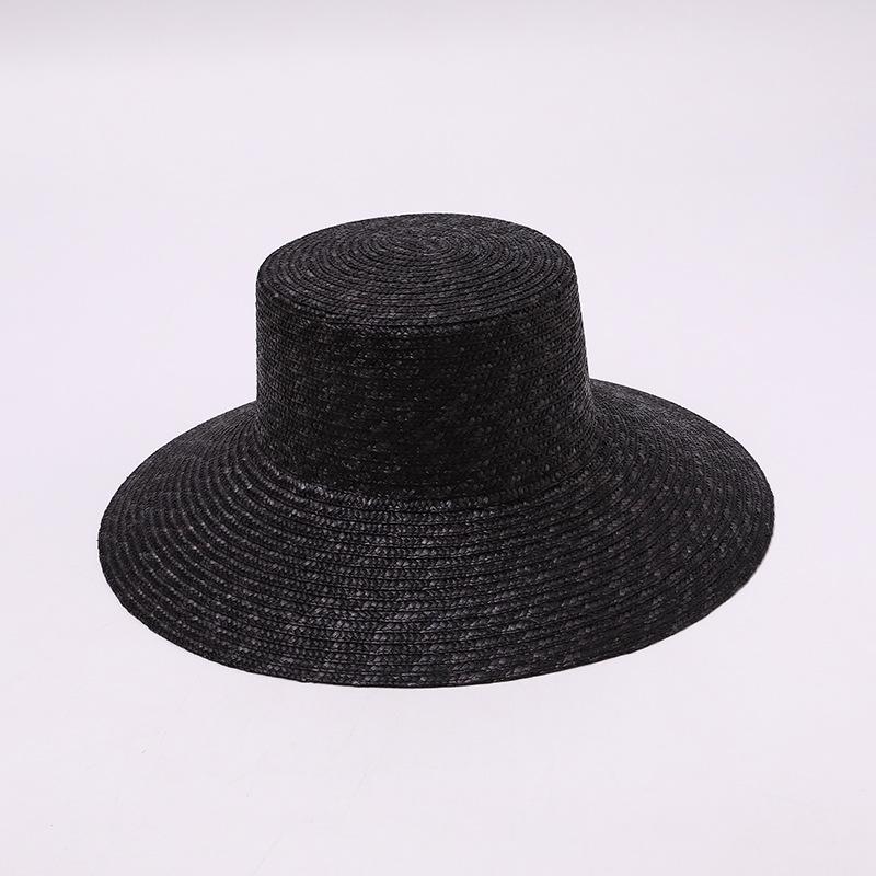Black Large Brim Light Version Straw Straw Straw Hat Women's Summer Retro Fashion Sunshade Sunscreen Woven Beach Hat
