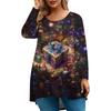 Women's Fashionable Casual Long Sleeved Plus Size  Print Top Plus Size Floral Print Top