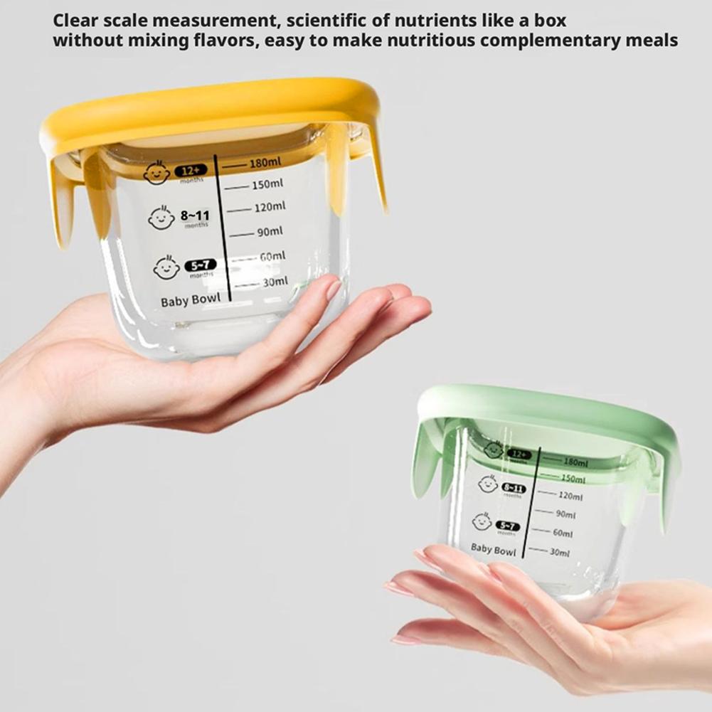 Baby Food Storage Container Glass Steamable Heating Egg Custard Bowl Infant Freshness Box Meal Prep Dish Wholesale Set with Lid