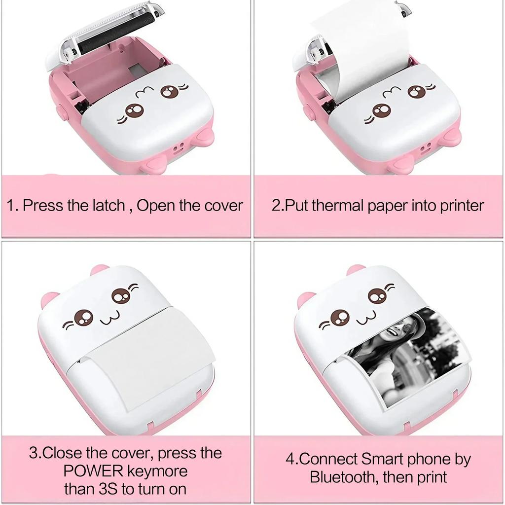 STONEGO Bluetooth Thermal Printer 3 Styles Photo Label Memo Printer High Resolution 205 DPI No Ink Needed