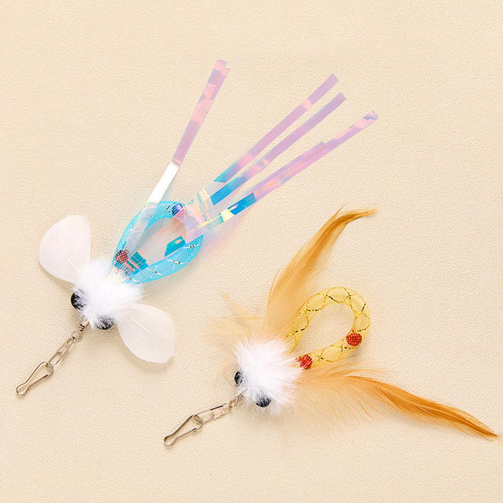 Fluffy Plush Feather Cat Toy Replacement Head Kitten Cat Teaser Pet Toy