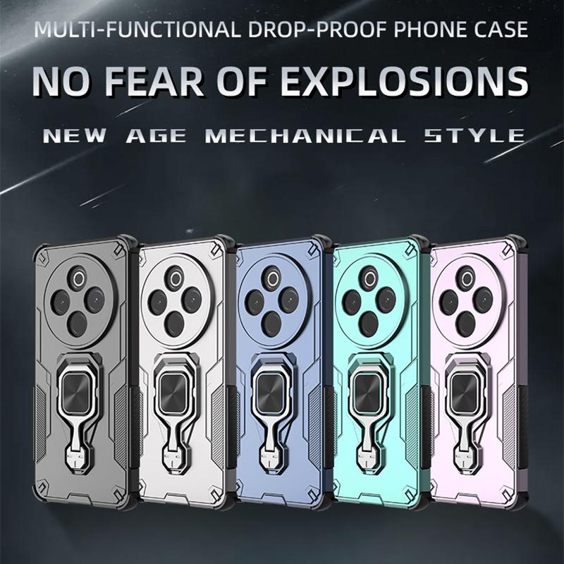 KEYSION Shockproof Armor Case for IQOO Z10 5G Soft Silicone+PC Upright Metal Live Ring Stand Phone Back Cover for VIVO IQOO Z10