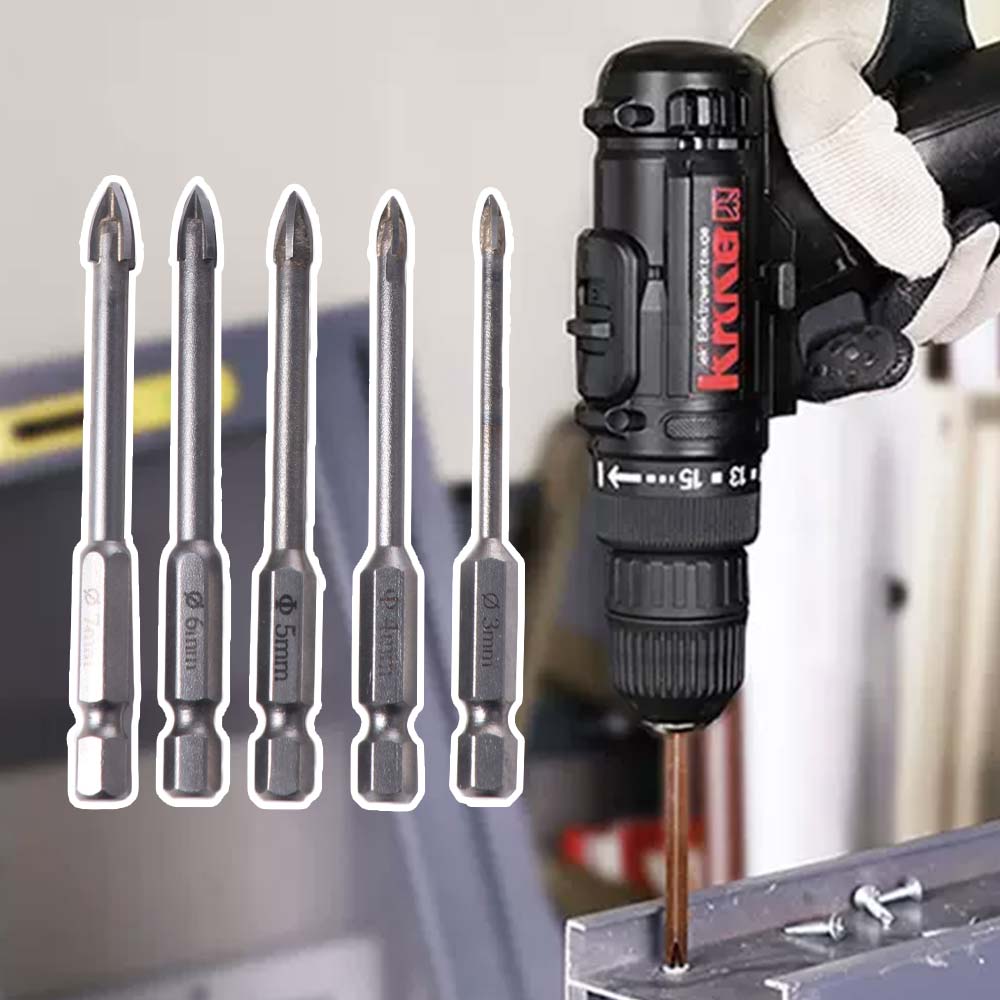 5Pcs Four Side Carbide Drill Bit Multiple Sizes Cross Hex Drill Triangular Drill Bit Ceramic Tile
