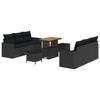 Ensemble de canapé de jardin 9 pièces avec coussins Noir Poly Rattan Acacia, Ensemble de salle à manger de jardin 3 pièces 3363519