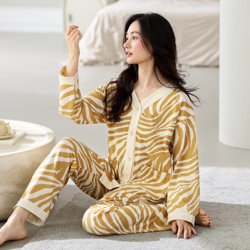 Pajamas Women'S Pure Cotton Long-Sleeved Women'S Women'S Autumn And Winter Thin Casual Loungewear