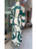 2025 European & American Spring/Autumn Fashion Print Long Shirt Dress with Tie-Up and Pockets