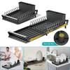 1Set Kitchen Countertop Cutlery Storage Rack with Drainage System, Expandable Desktop Storage Rack, Kitchen Storage Rack