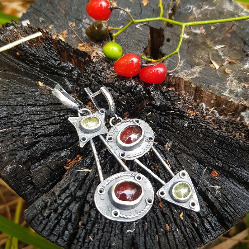 Stylish Antique Geometric Asymmetry Inlaid Long Earrings, Unique Vintage Jewelry