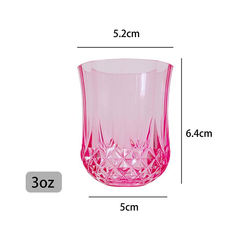 Diamond Textured Liquor Glass Set 6Pcs 90ml Retro European Style Stripe Plastic Cups for Daily Use Home Bar Holiday Party
