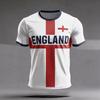 Men's England Supporter Soccer Jersey Short Sleeve Crew Neck Football Fan Tee with Graphic Print and Contrast Sleeves for World Cup Events
