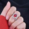 Open Ring 3 Carat Ruby Gemstone Elegant Simple Women Jewelry
