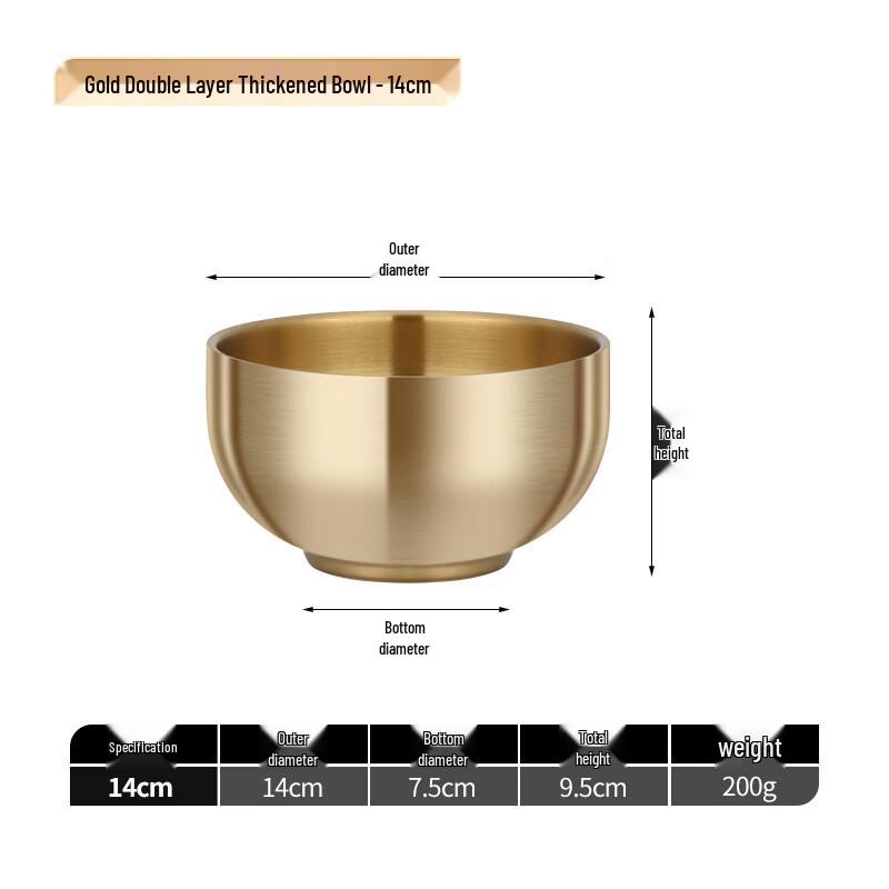 ZISIZ Golden Insulated Stainless Steel Bowl