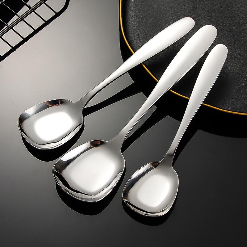 17Cm Soup Spoon Stainless Steel Big Head Round Spoon Long Handle Stirring Dessert Spoon Home Kitchen Gadget Restaurant Accessory