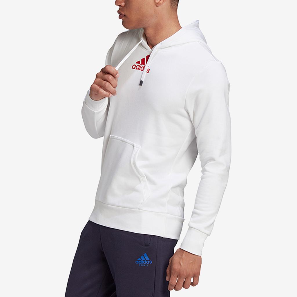 Adidas Logo Print Sports Tennis Hoodie Men Tops White FU0072