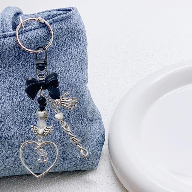 Butterfly Heart Phone Lanyard Beaded Keyring Colorful Keychain Pendant Stylish Ornament Backpack Jewelry for Women