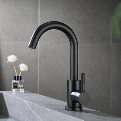 Edelstahl Heiß- und Kaltwasser Mischbatterie, Einhebel Badezimmerarmaturen, Deckmontiert, Haushalts Waschbecken Wasserhahn