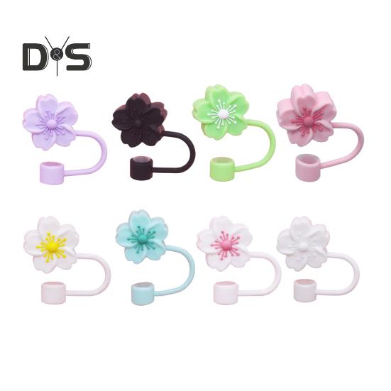 Silicone Flower Straw Cap 10mm Diameter Cute Straw Topper Dust-Proof Drinking Straw Covers Cap Reusable Straw Tips Lids Gift for Party Decor