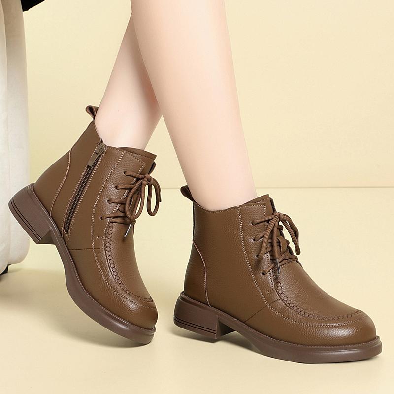 Módní dámské sněhule AIYUQI z pravé kůže 2025 Zima Nové přírodní vlna dámské kotníkové boty protiskluzové velká velikost máma boty