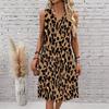Plus Size V Neck Sleeveless Dress Green Mountain Pine Forest Watercolor Print For Suburban Nature Trip