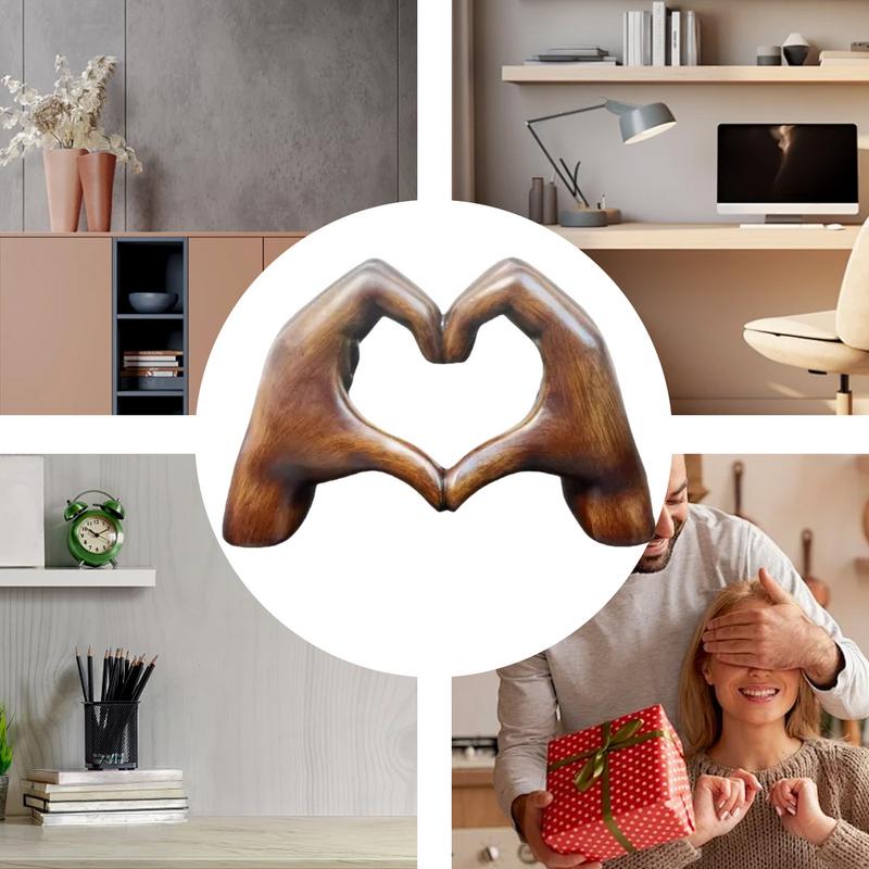 Heart Hands Statue Love Gesture Decoration Modern Art Sculpture Wood Grain Effect Love Sculpture Room Wedding Decoration