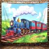 Christmas Train Station Tapestry Wall Hanging Steam Locomotive Snowy Tree Night Aesthetic Wall Art Bedroom Decor