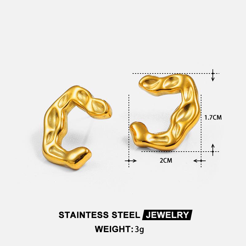 High-end C-shaped Stainless Steel 18k Titanium Earrings - European & American Fashion Ear Studs.