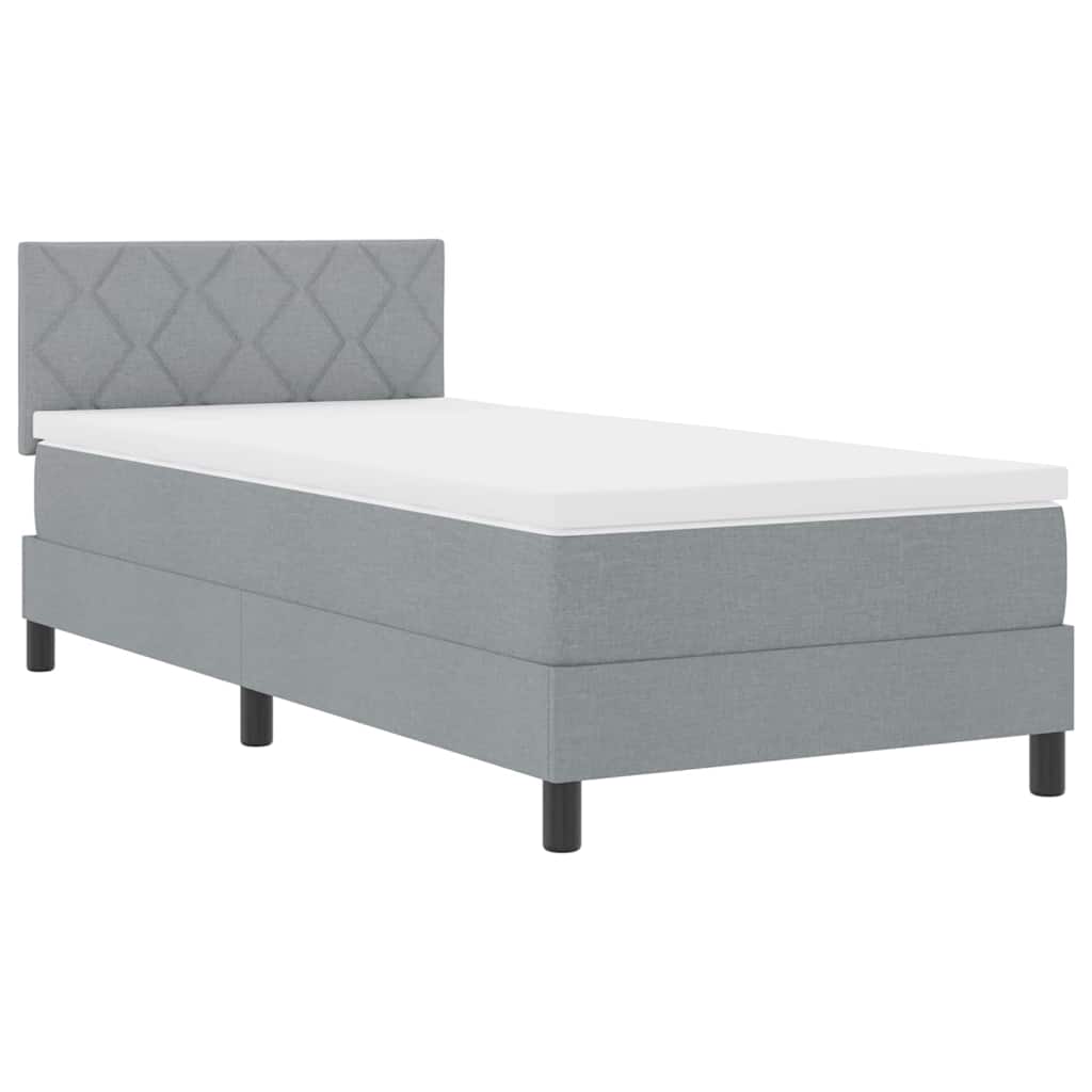 Box Spring Bed with LED Light Strips Light Grey 100 x 200 cm Fabric