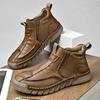 Retro Style Outdoor Men's High Top Shoes Leisure Walk Leather Ankle Boots Hot Sale Motorcycle Boots Non-Slip Botas Basic Boots