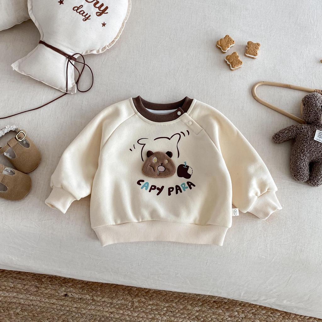 2025 Kids' Korean Style Winter Sweatshirt - Boys' Fashion Print & Girls' Cute Pullover