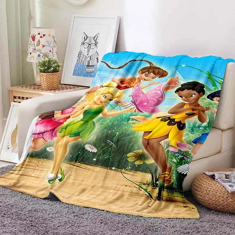Tinkerbell Warm Soft  Blanket Fluffy Children and Adults Sofa Plush Bedspread Throw Cartoon Blanket for Sofa Bed