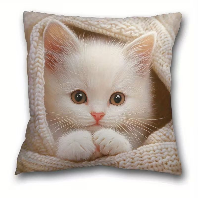 Cute Schnauzer Print Velvet Pillowcase With Core Living Room Sofa Ultra Soft Waist Cushion Home Decor Long Rectangle Pillow