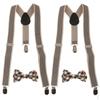 Pack of 2 Sets Kid Stretchble Y-back Suspender Plaid Bowtie Set Belts