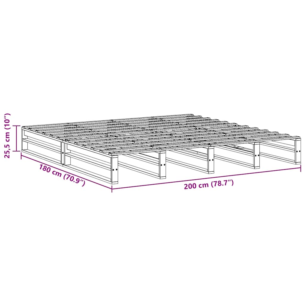 Solid Wood Bed without Mattress Wax Brown 200x200 cm Pine Wood