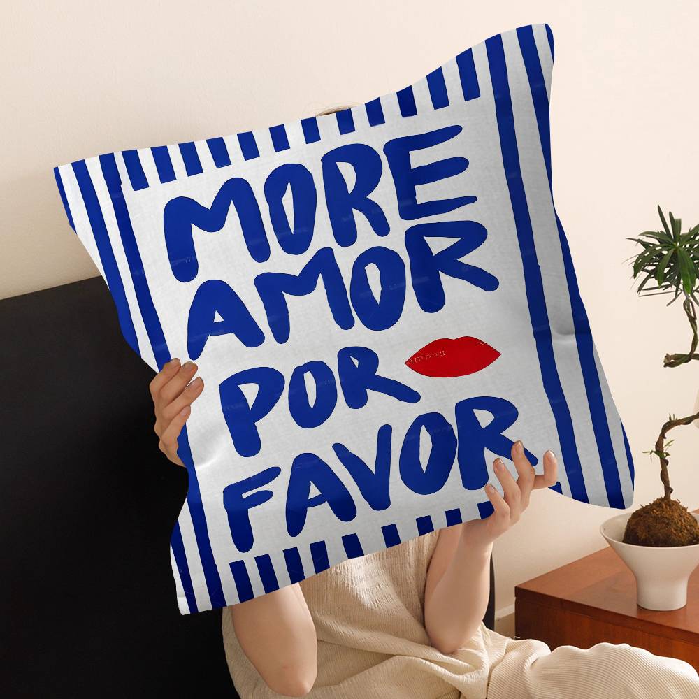 More Amor Por Favor Cushion Cover Inches Farmhouse Decor Home Throw Pillow Covers For Couch Decorations