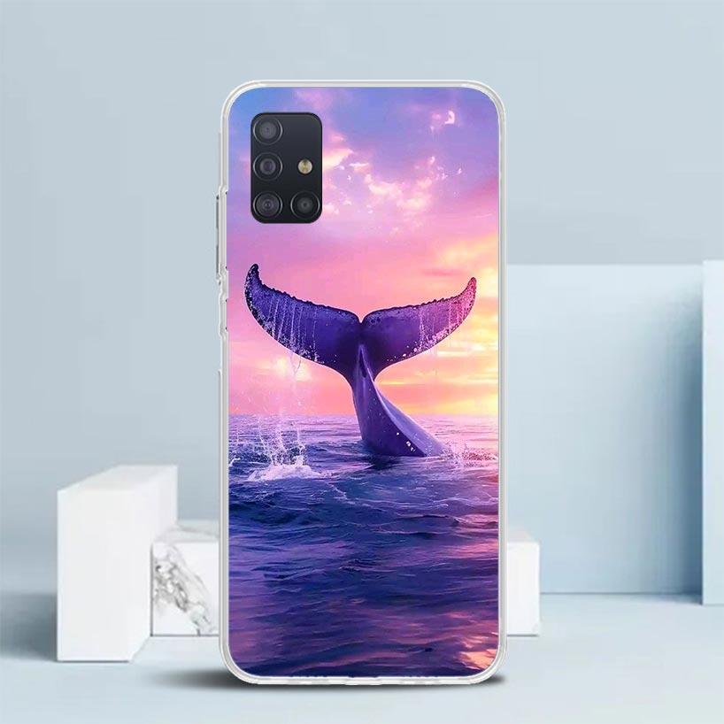 Humpback Whale Sea Giant Soft Cover for Samsung Galaxy A12 A22 A32 A52 A72 A02S Phone Case Note 20 Ultra 10 S10 Plus A51 A71 A50