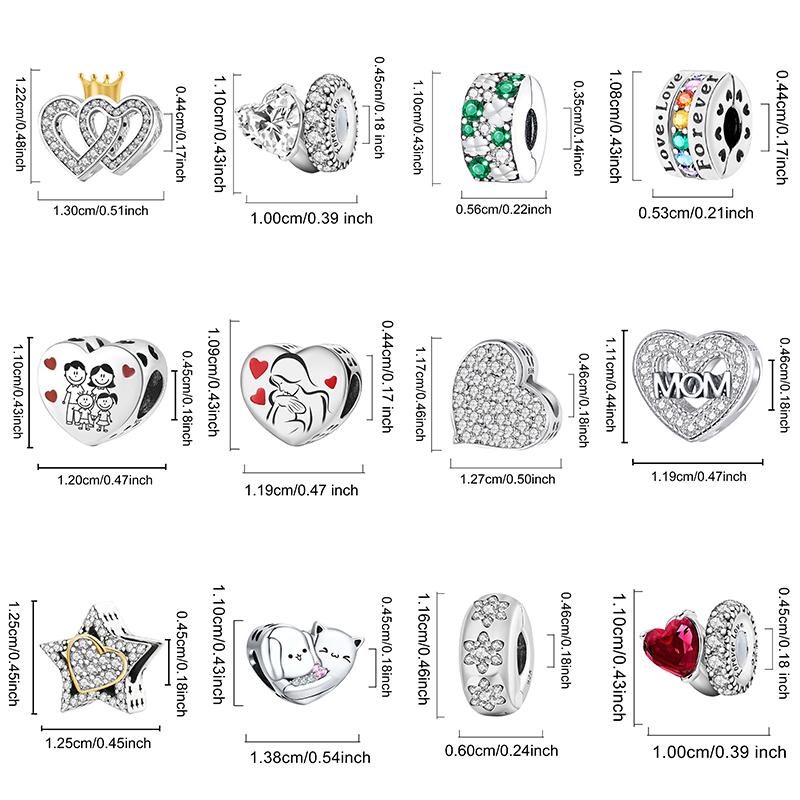 925 Silber Anhänger Zirkonia Rosa Liebesherz Charms Perlen Passend für Original Armband Armreifen DIY Schmuck Für Frauen