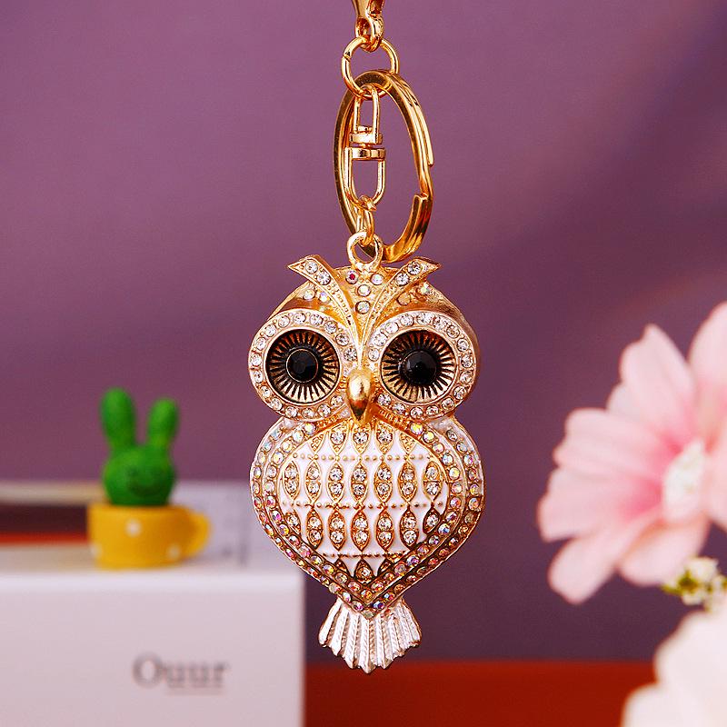 Crystal Diamond Owl Keychain Pendant - Cute Metal Ring Gift for Men, Women, Couples