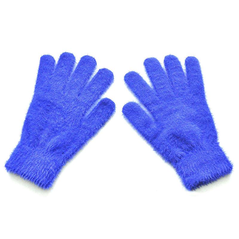 Men Women Winter Thicken Plush Warm Gloves For Student New Solid Color Mink Velvet Knitted Mittens Outdoor Cycling Skiing Gloves