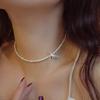 Women's Silver 925 Pearl Orchid Simple Choker Necklace