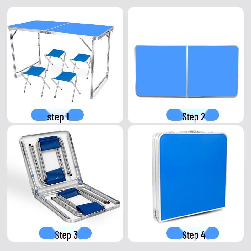 Portable Aluminum Folding Camping Table and 4 Stools Set