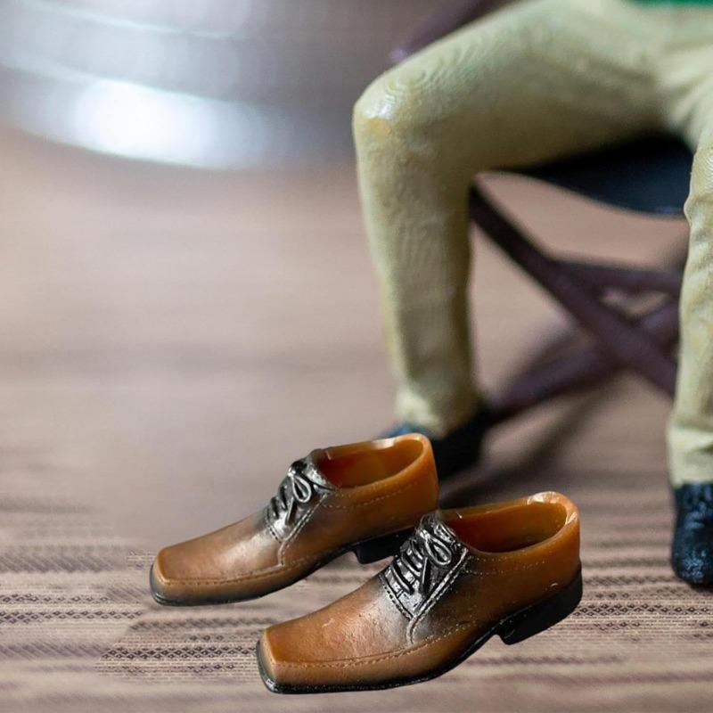 1:6 Scale Miniature Formal Dress Shoes, Formal Lace up Shoes, Miniature Figure Costume Accessory for 12'' Male Dolls Figure, Brown
