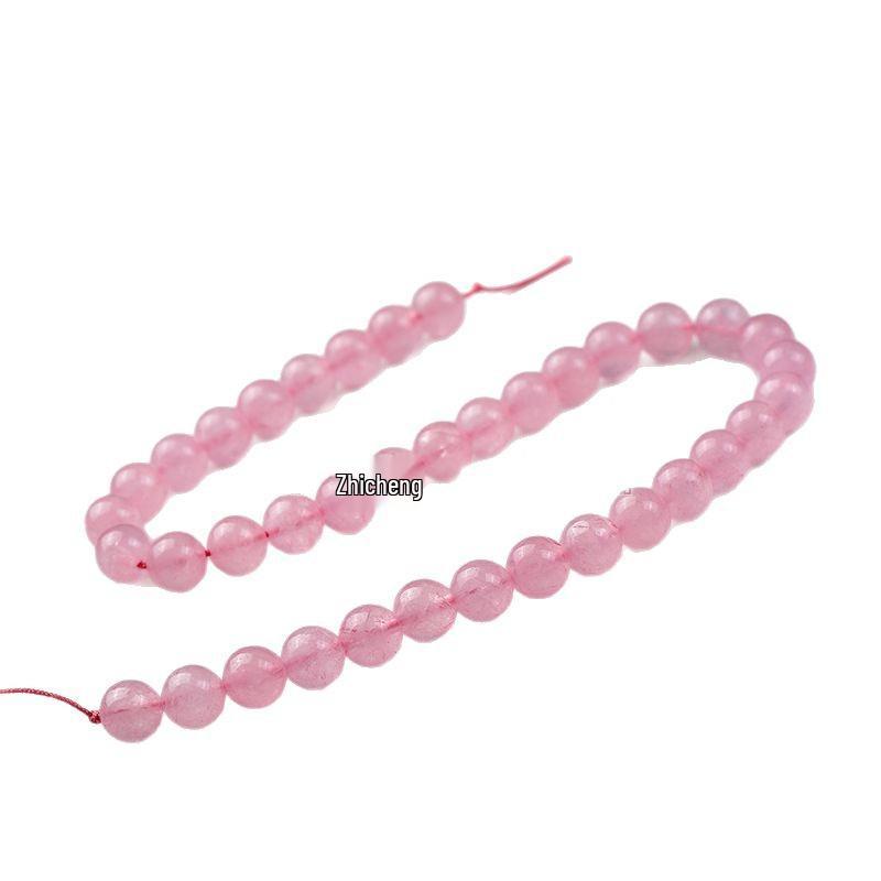 Natural Pink Crystal Beads - Transparent Round DIY Accessories (8-12mm)