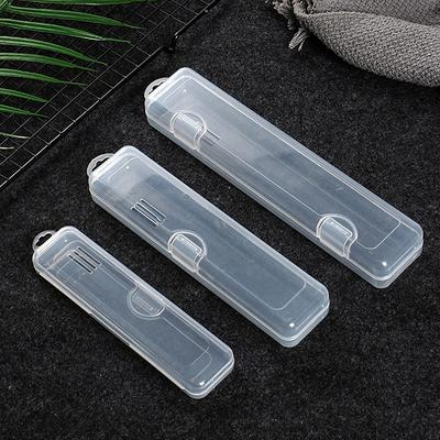 Portable Makeup Brush Organizer Eyebrow Pencil Tableware Chopsticks Transparent With Cover Storage Box Kitchen Accessories