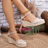  women espadrilles Wedges Sandals Shoes mesh High Heels Shoes Ankle Strap modern Sandals Platform Casual comfort pumps