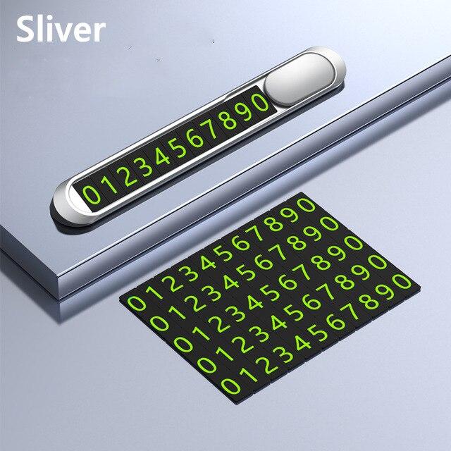 Hidden Car Styling Temporary Parking Card Metal Alloy Texture Auto Phone Number Card Plate Telephone Number Card Car Sticker