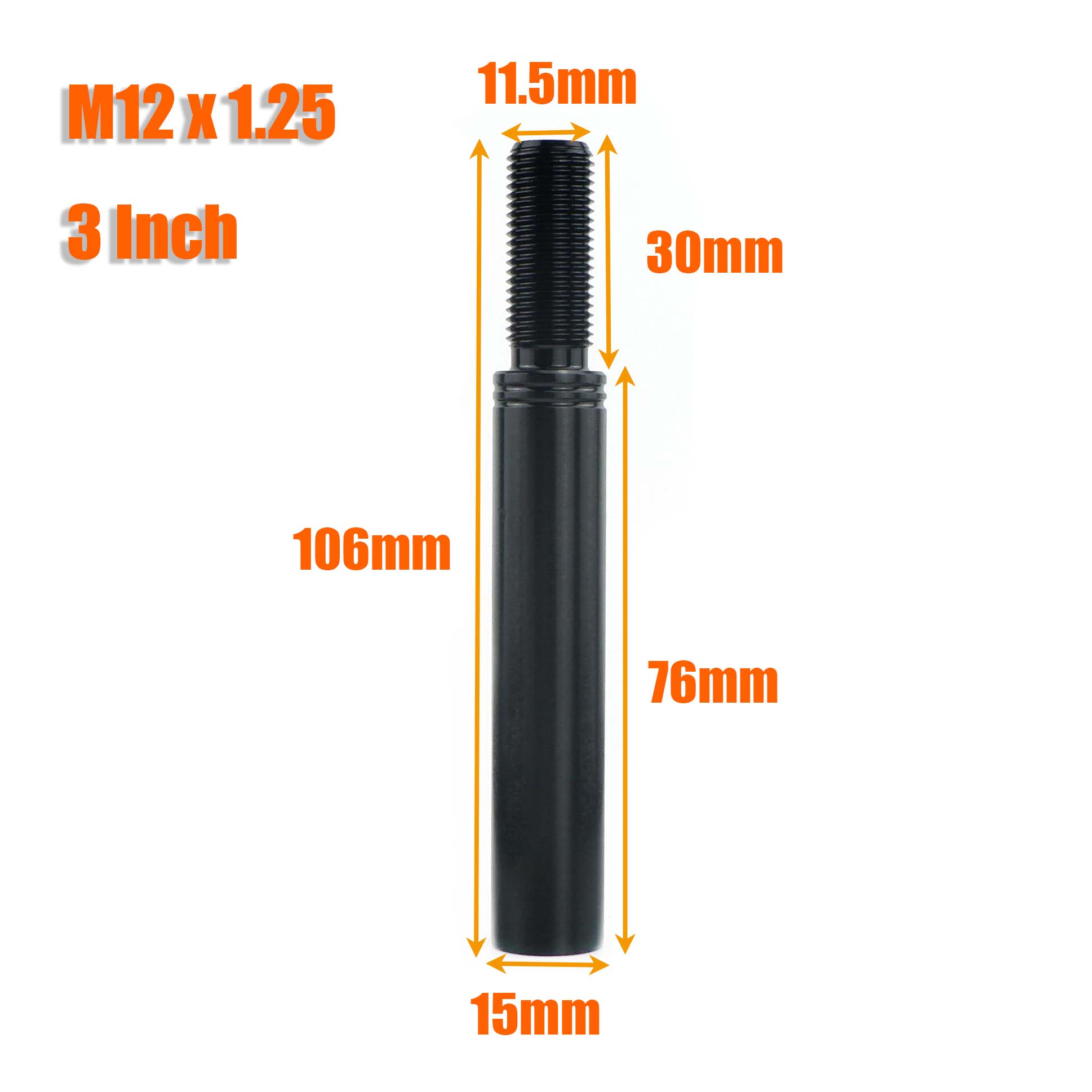 

M10X1.5 M10X1.25 M12X1.25 Car Gear Shift Knob Extender Extension Lever 2 3 3.5 4 Black Universal