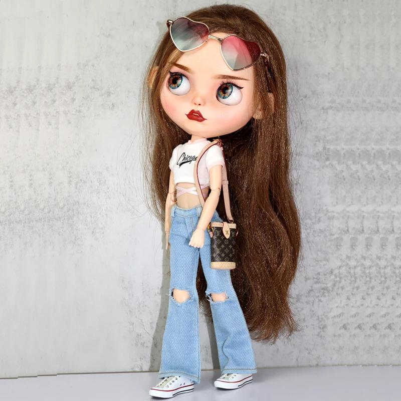 Para Ropa de Muñeca Blythe Pantalones Vaqueros de Campana para Muñecas Ob24 Ob22 Azone Conjunto